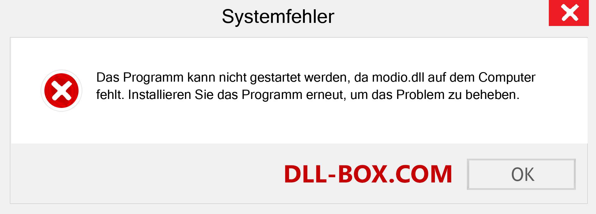 modio.dll-Datei fehlt?. Download für Windows 7, 8, 10 - Fix modio dll Missing Error unter Windows, Fotos, Bildern