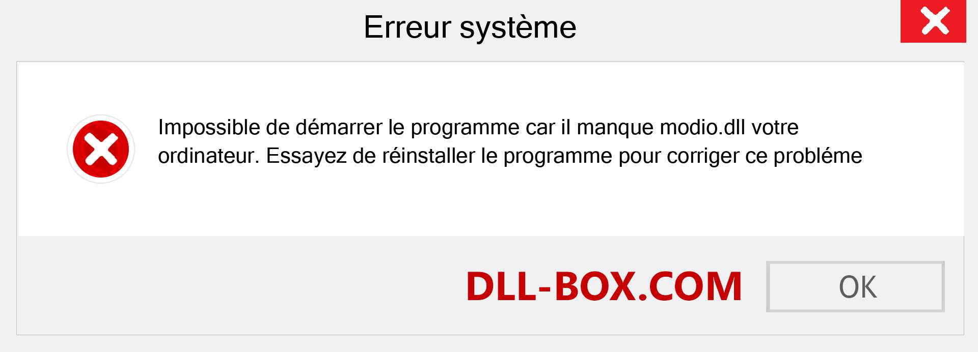 Le fichier modio.dll est manquant ?. Télécharger pour Windows 7, 8, 10 - Correction de l'erreur manquante modio dll sur Windows, photos, images