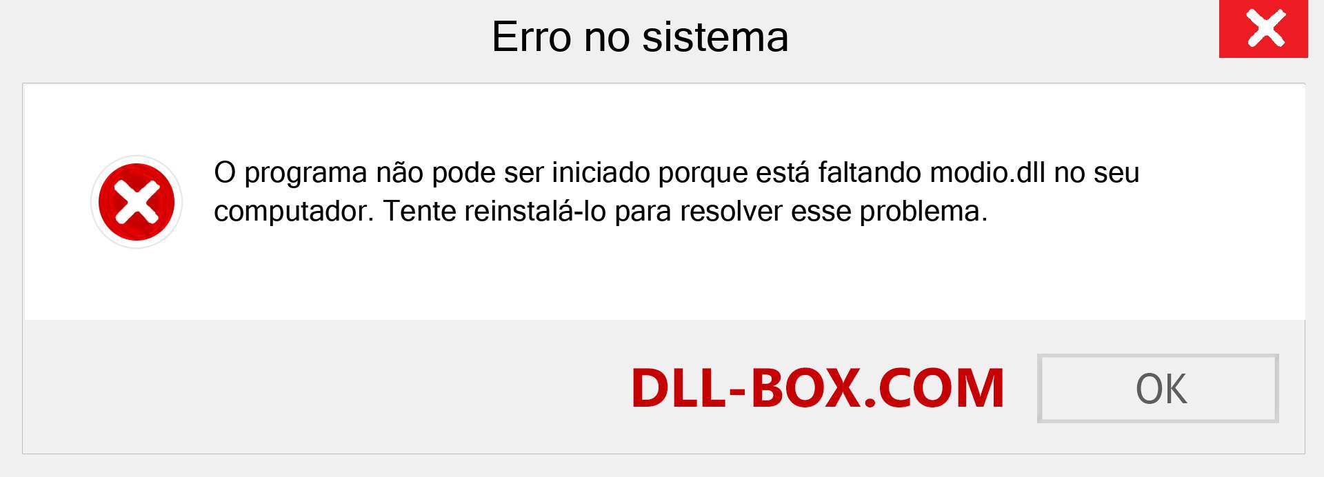 Arquivo modio.dll ausente ?. Download para Windows 7, 8, 10 - Correção de erro ausente modio dll no Windows, fotos, imagens